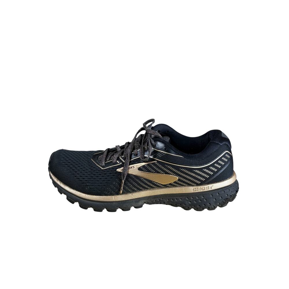 Brooks Ghost 12 Running Shoes Womens Size 8 Black Gold Athletic Sneakers
